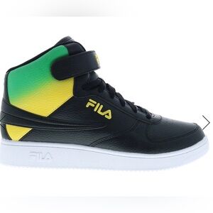 New - Fila A-High Fade Black Sneakers with Yellow and Green Accents